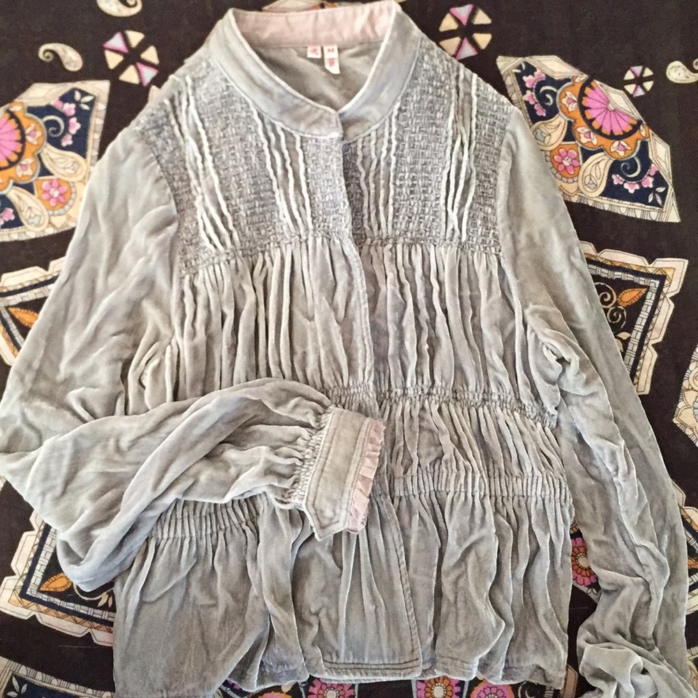 Joie Crushed Velvet Silver Jacket